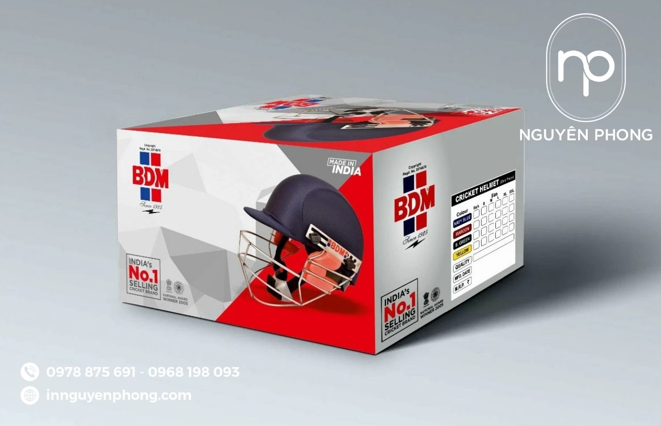 Mẫu hộp carton đựng mũ bảo hiểm chắc chắn 